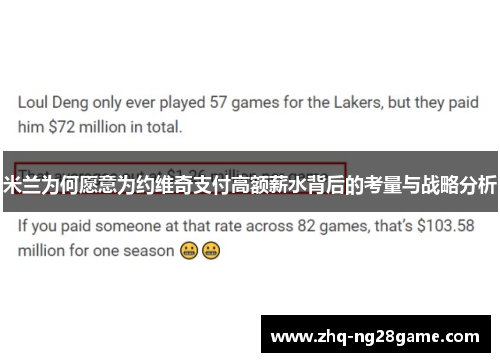 米兰为何愿意为约维奇支付高额薪水背后的考量与战略分析